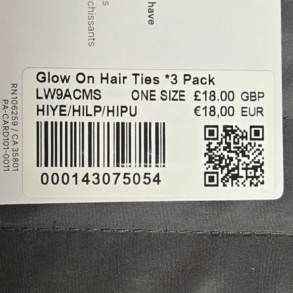 NWT Lululemon NWT Glow on Hair Ties *3 Pack - Highlight Pink, Yellow, and Purple - Picture 3 of 3